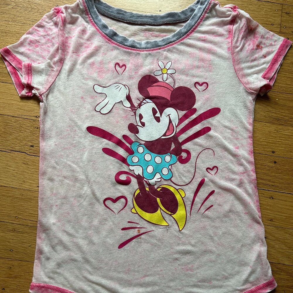 Minnie Mouse Girls Sheer Pink T-Shirt, size 7